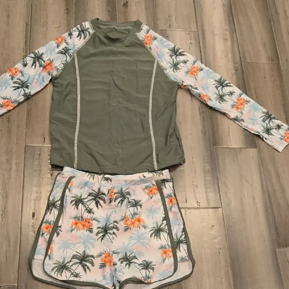 Kids Swim Set with Palm Print